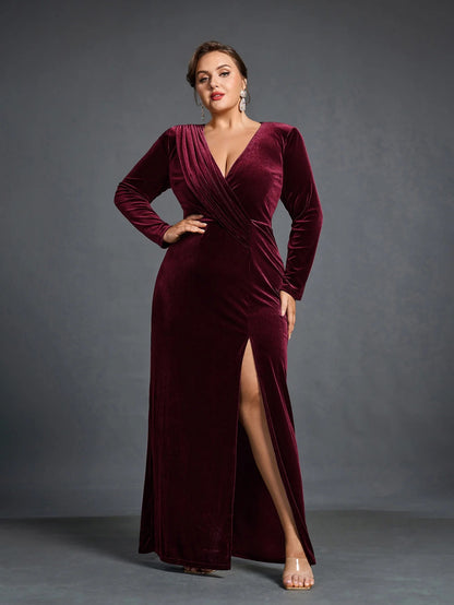 Rovika Fashion Women Elegant Shimmer Maxi Gowns Dress Maroon