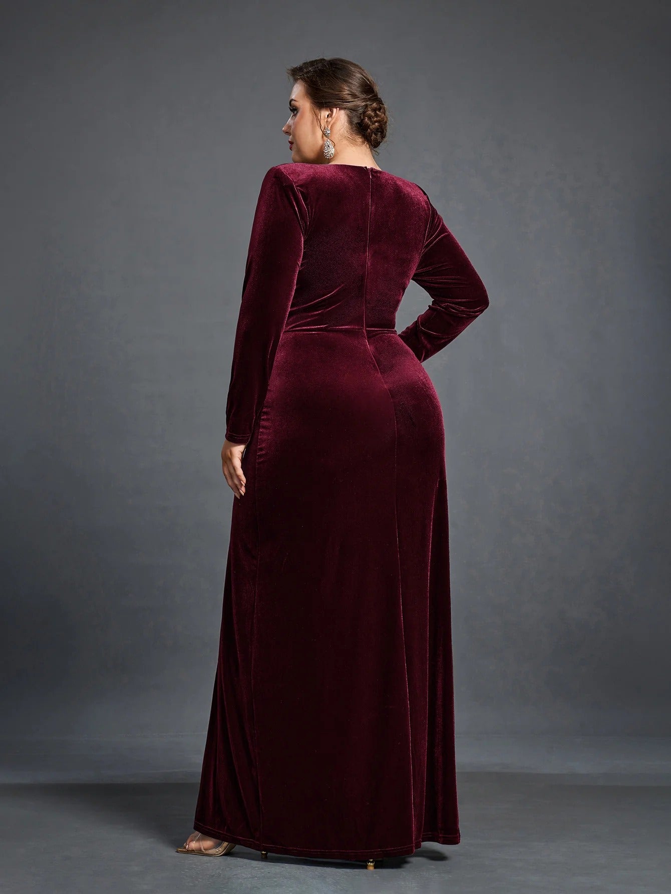 Rovika Fashion Women Elegant Shimmer Maxi Gowns Dress Maroon