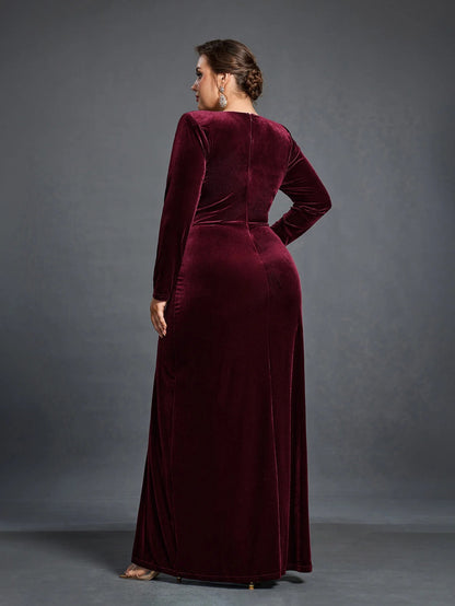 Rovika Fashion Women Elegant Shimmer Maxi Gowns Dress Maroon