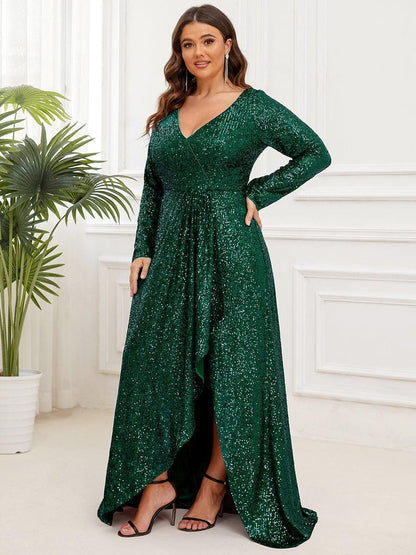 Rovika Fashion Women's Emerald Green Sequin Mermaid Evening Gown