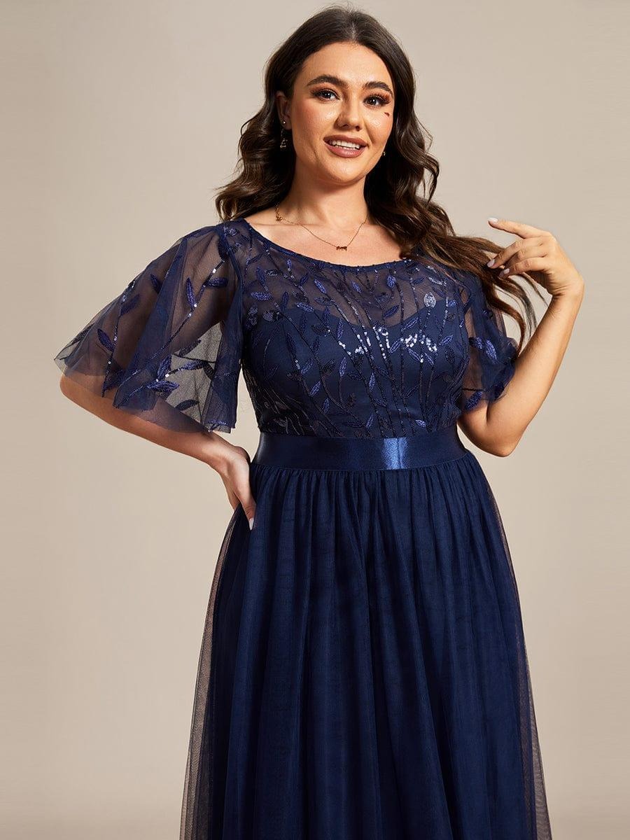 Rovika Fashion Women's Elegant Shimmer Maxi Gown Dress with Waist Belt - Blue
