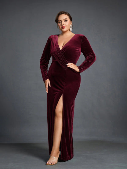 Rovika Fashion Women Elegant Shimmer Maxi Gowns Dress Maroon