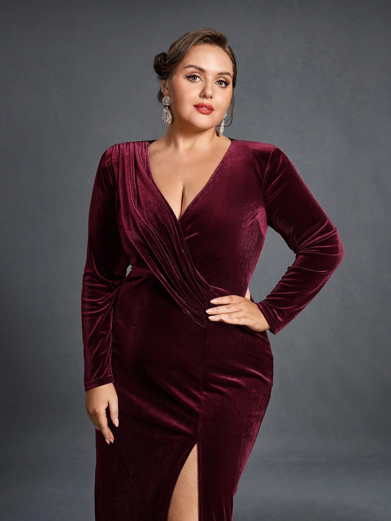 Rovika Fashion Women Elegant Shimmer Maxi Gowns Dress Maroon