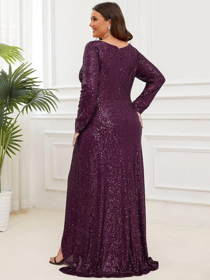 Rovika Fashion Women's Purple Sequin Mermaid Evening Gown