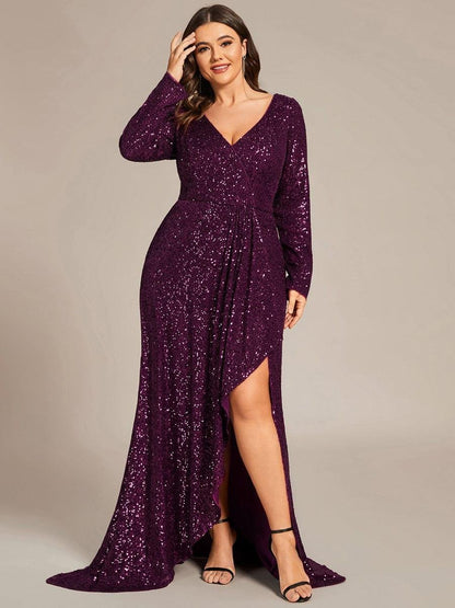 Rovika Fashion Women's Purple Sequin Mermaid Evening Gown