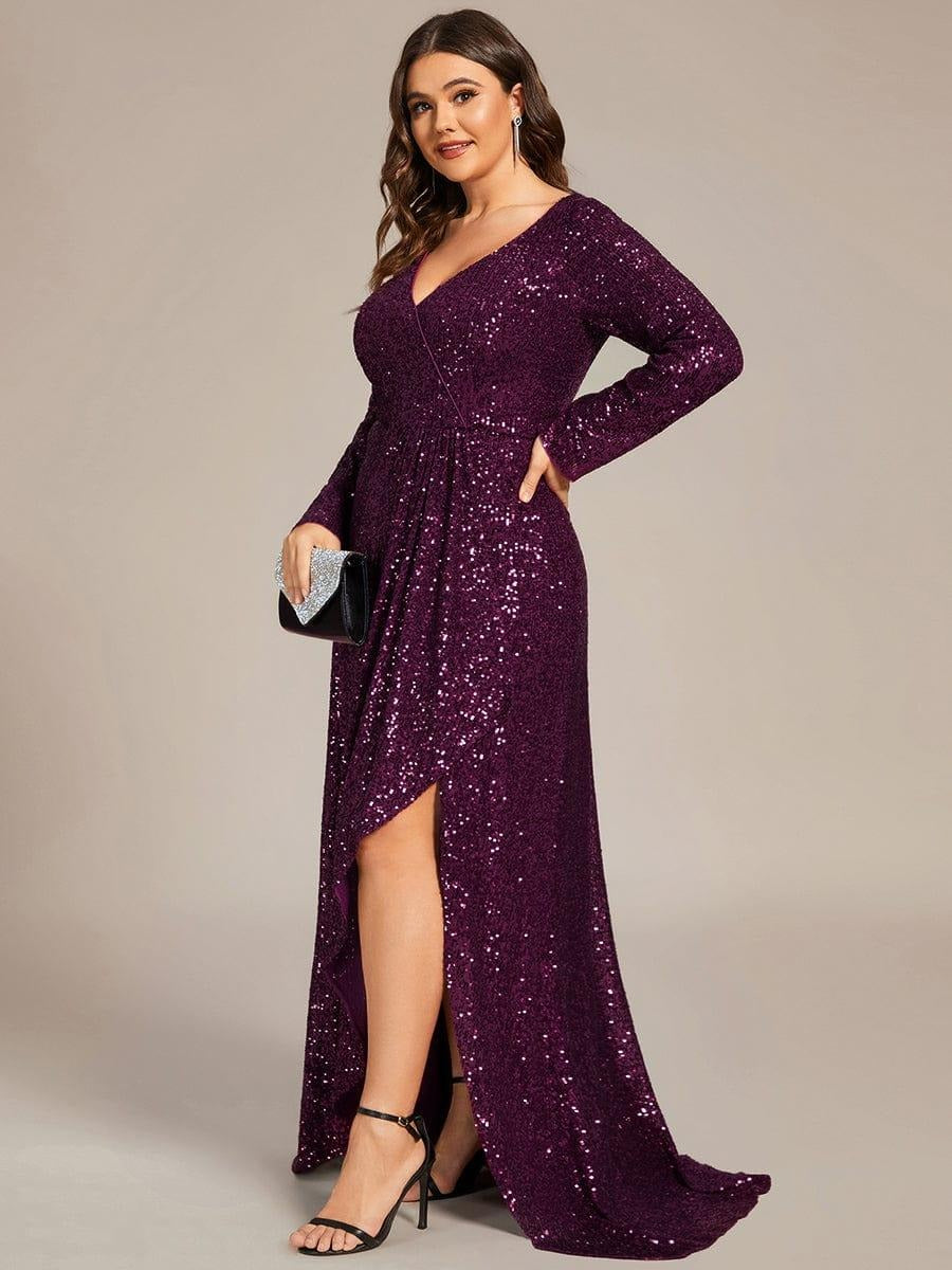 Rovika Fashion Women's Purple Sequin Mermaid Evening Gown