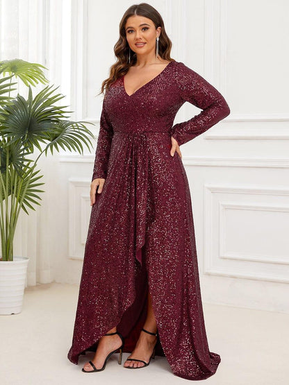 Rovika Fashion Women's Wine Sequin Mermaid Evening Gown