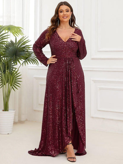 Rovika Fashion Women's Wine Sequin Mermaid Evening Gown