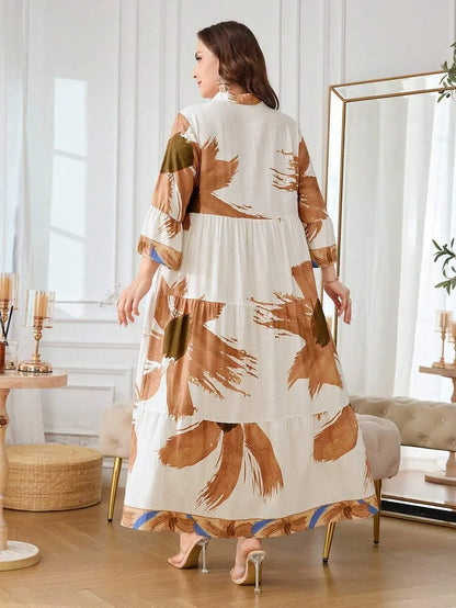 Rovika Fashion White And Brown Floral Printed Maxi Dress