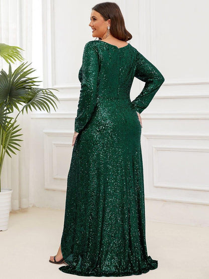 Rovika Fashion Women's Emerald Green Sequin Mermaid Evening Gown
