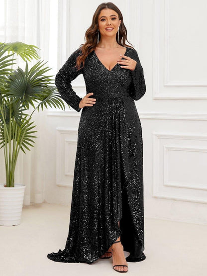 Rovika Fashion Women's Black Sequin Mermaid Evening Gown