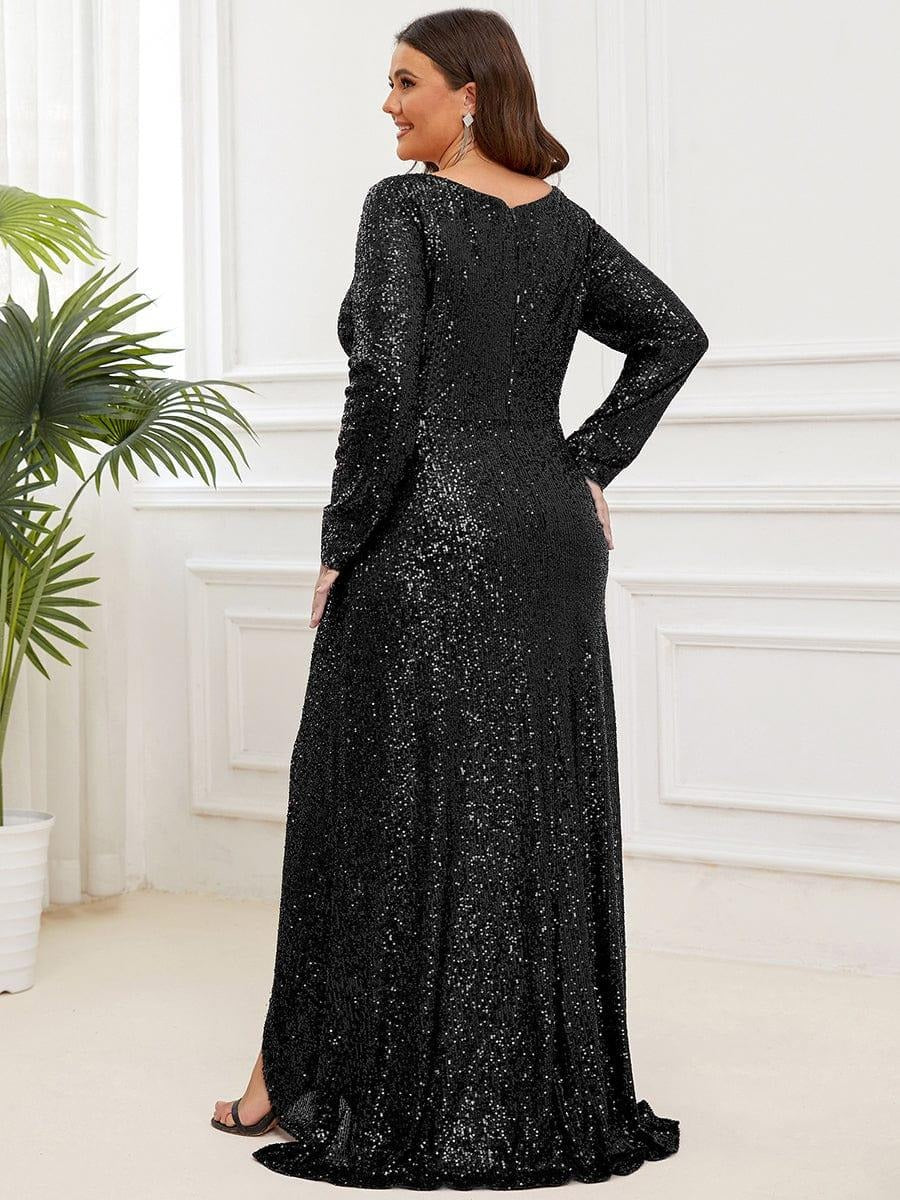 Rovika Fashion Women's Black Sequin Mermaid Evening Gown